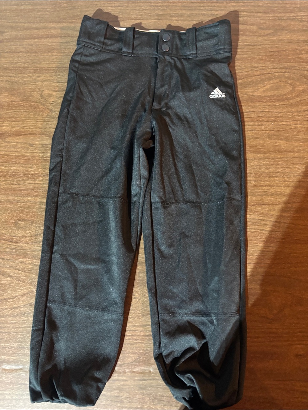 adidas Black Kids Athletic Baseball Pants with White Logo